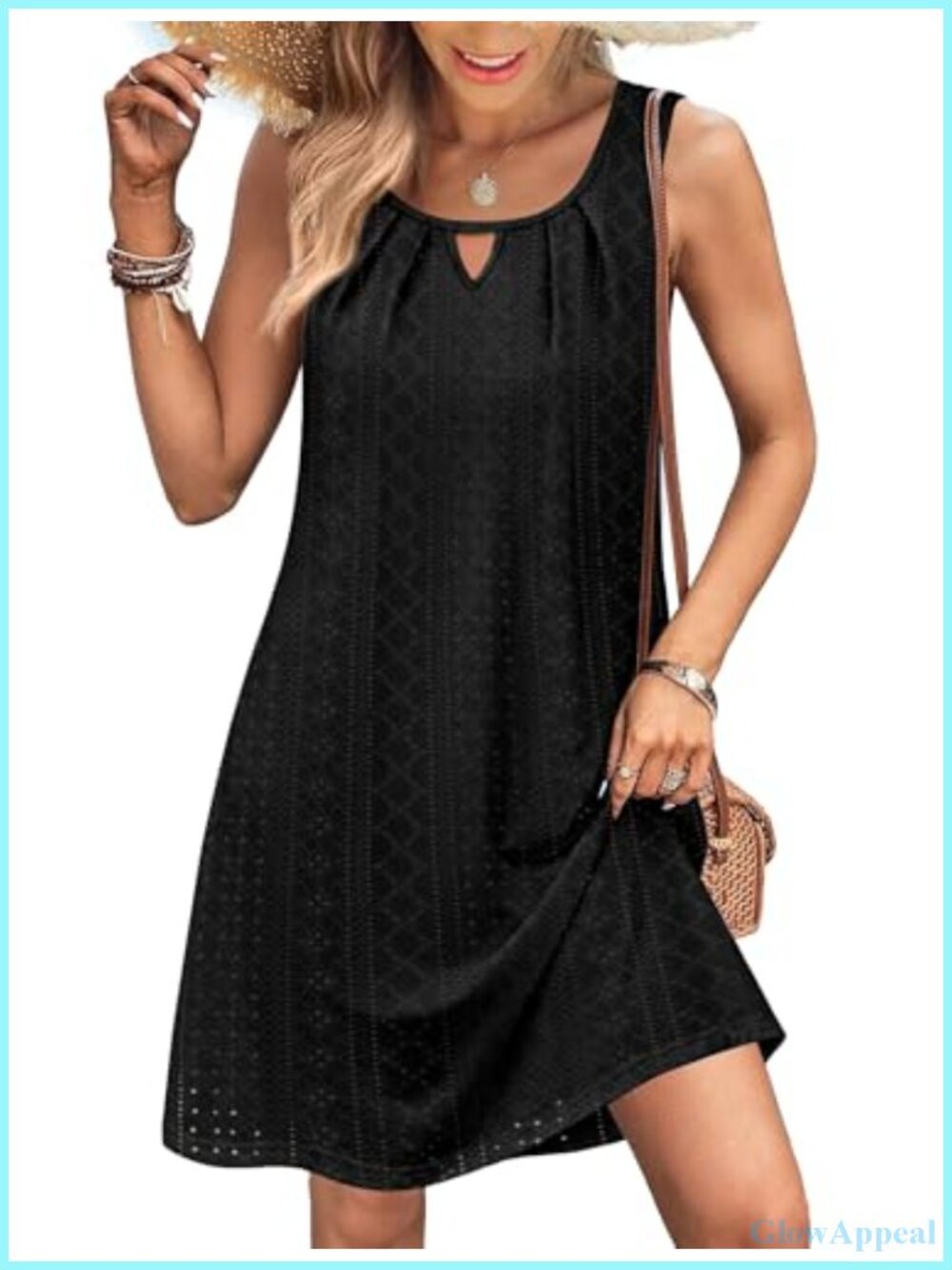 Swimsuit Coverup Sleeveless Beach Dress with Pockets Above Knee